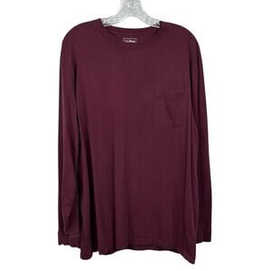 L.L. Bean Men XL Tall Maroon Long Sleeve Tee Traditional Fit Cotton Unshrinkable